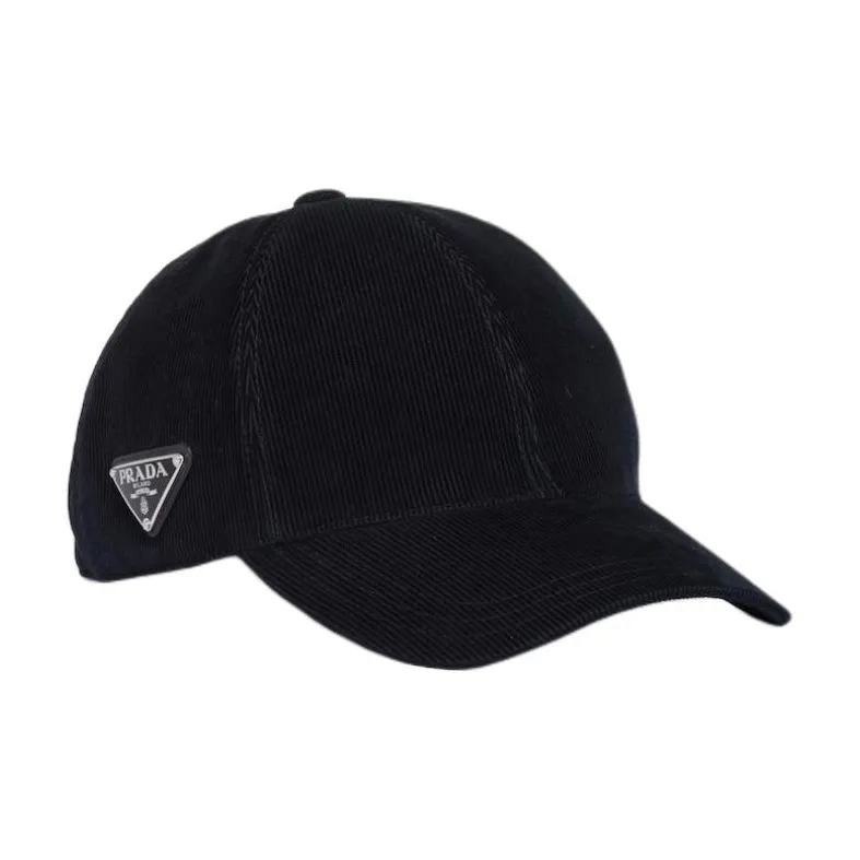 PRADA Triangle-logo Corduroy Baseball Cap-0