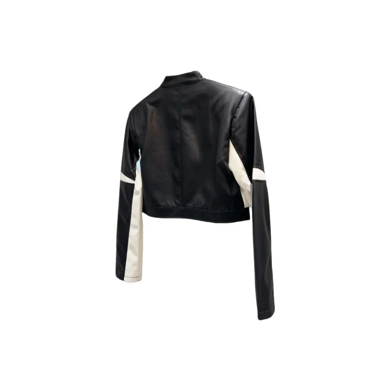TURN UP Leather Jacket Women's Black-1