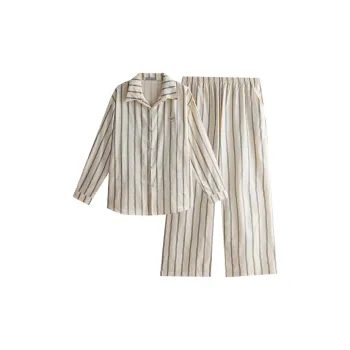Same Language Pajama Set Men's Light Apricot Vertical Stripes