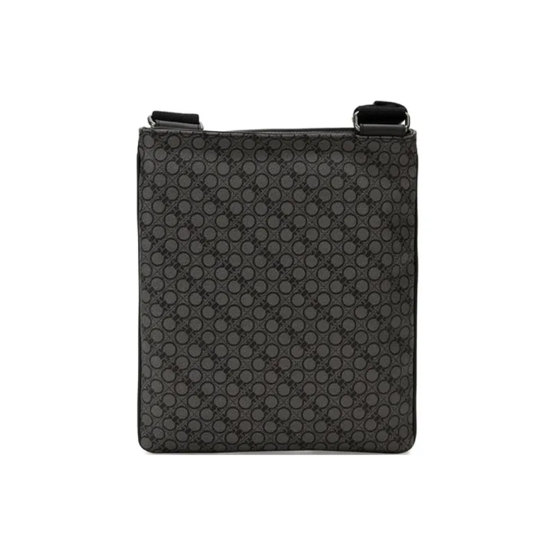 FERRAGAMO Leather Shoulder Bag Crossbody Bag Men's Gray Black-1