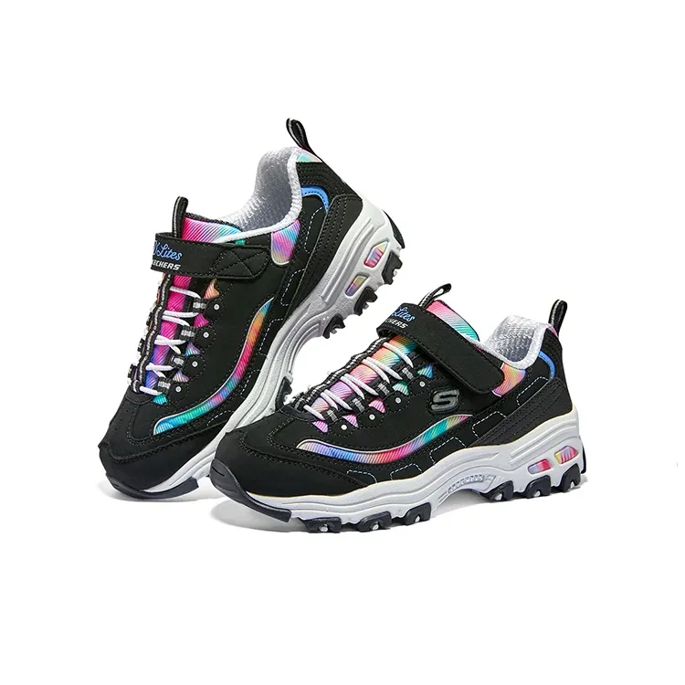 Skechers Girls Cushioning, Wear Resistant Low Top Kids Lifestyle Shoes Black Multicolor Teenagers-3