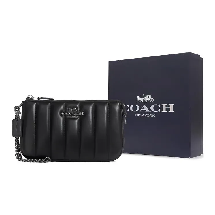 COACH Nolita Leather Mahjong Shoulder Bag Clutch Small Size Women's Black-6