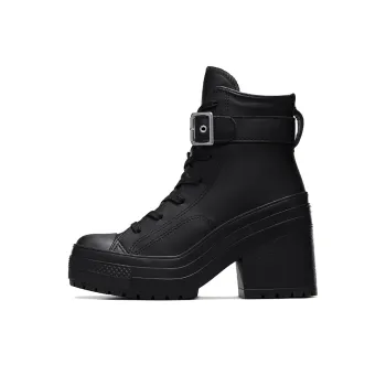 Chuck 70 De Luxe Converse Heel Leather High 'Buckle Triple Black' Women's