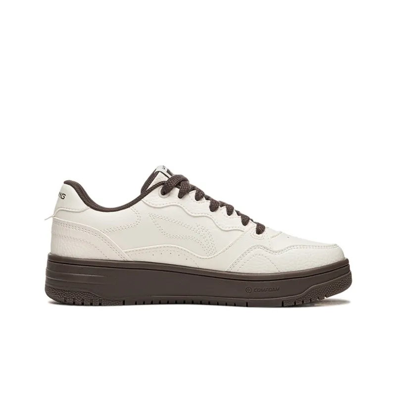 LiNing Tianji Soft Slip Resistant Cushioning Abrasion Resistant Low Top Skateboard Shoes Women's Mist White-1