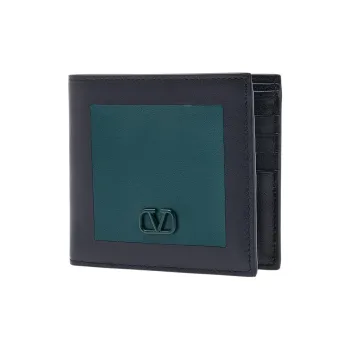 Valentino Calfskin Wallet Women's Green & Black