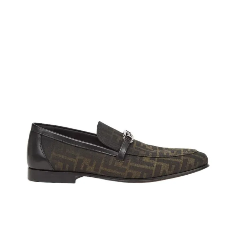 FENDI O'Lock Ff Jacquard Slip On Loafers-1