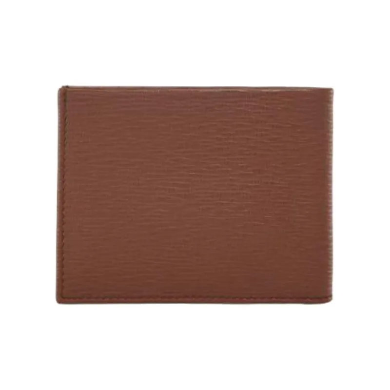 FERRAGAMO GANCINI Hammered Texture Calfskin Wallet Men's Earth Tone & Blue Ocean-2
