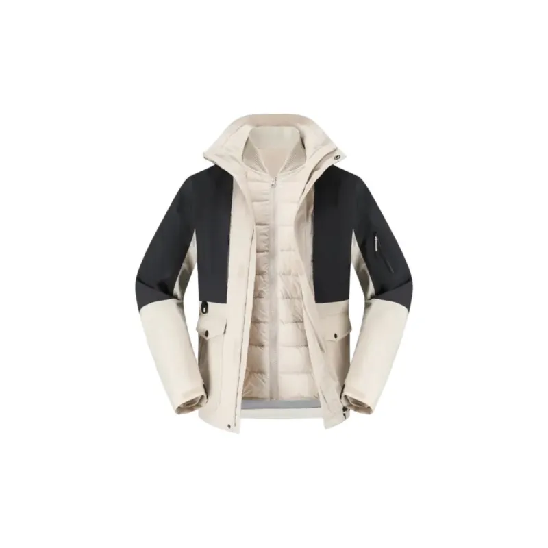 DECATHLON Waterproof And Windproof To Keep Warm Windbreaker Jacket Men's Light White Lime Gray-1