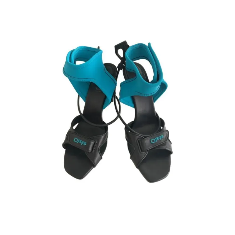 OFF-WHITE One-Strap Sandals 10cm Women's Blue Black-4