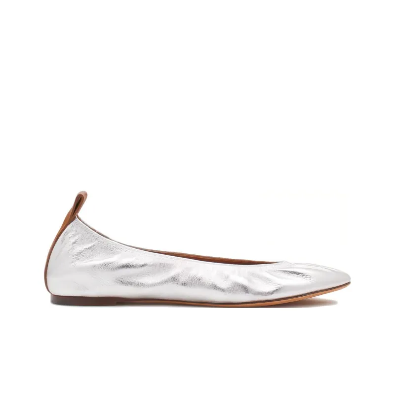 Lanvin Metallic Leather Ballerina Shoes-1