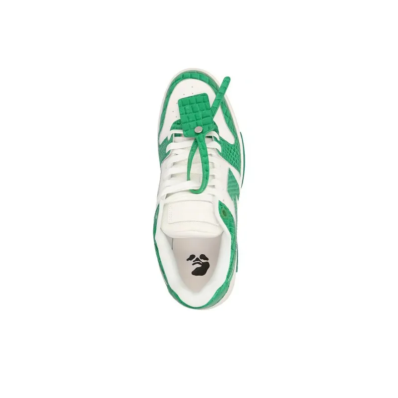 OFF WHITE Out Of Office Crocodile Print Low Top Sneakers 'Green White'-2