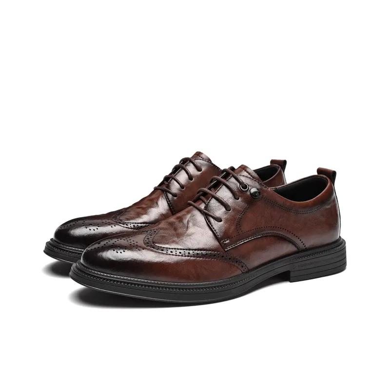 HLA Dress Shoes Men Low Top Black-6