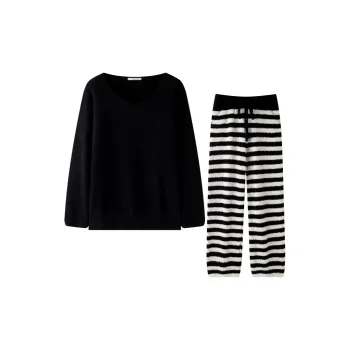MEITENG Pajama Set Winter Women's Black
