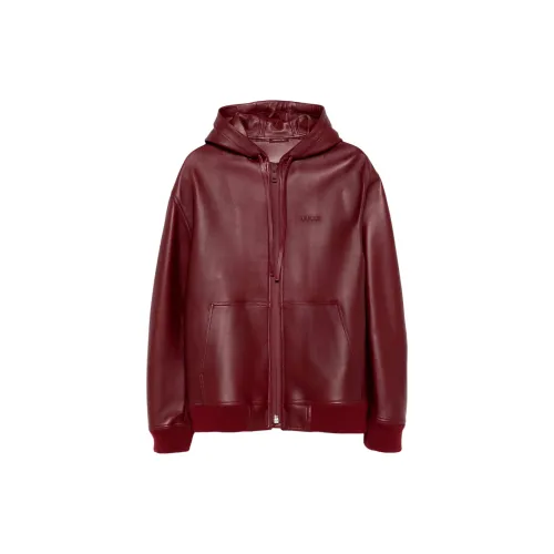 GUCCI Leather Jackets Men Burgundy