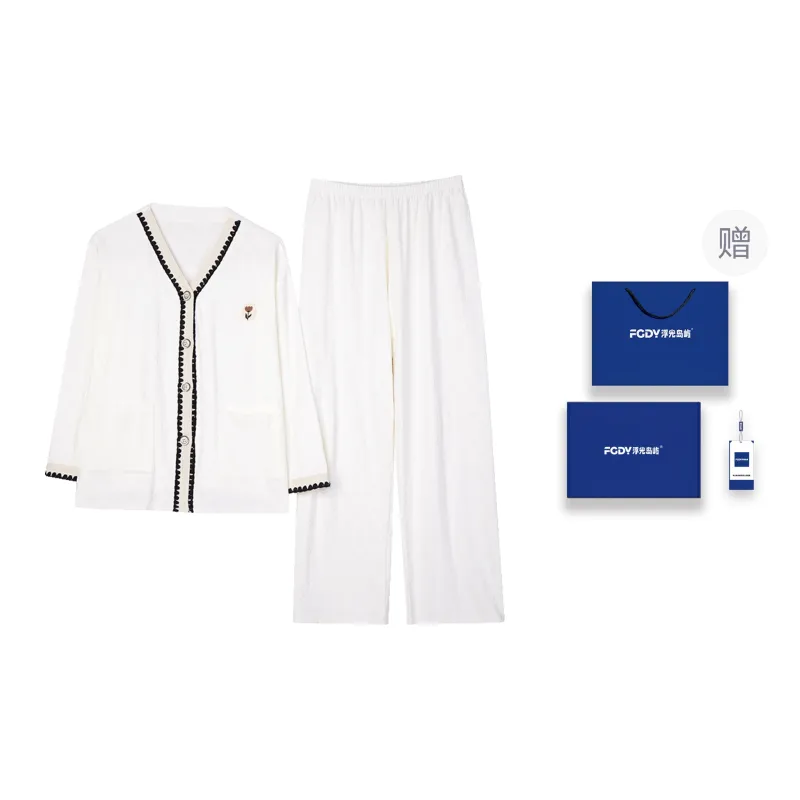 Floating Light Islands Pajama Set Women's Gift Box Set White-0