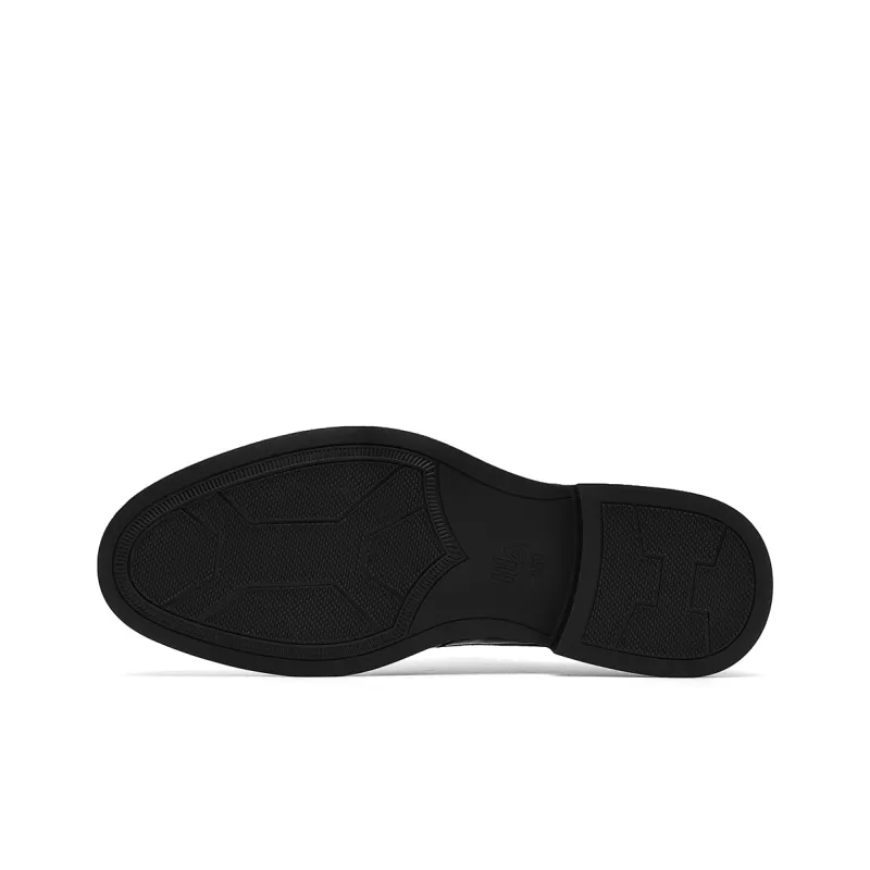 HLA Dress Shoes Men Low Top Black-4