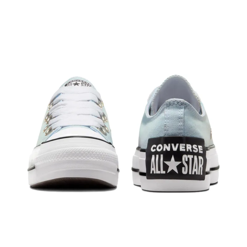 Converse Chuck Taylor All Star Abrasion Resistant Height Increasing Low Top Canvas Shoes Women's Cyan-3