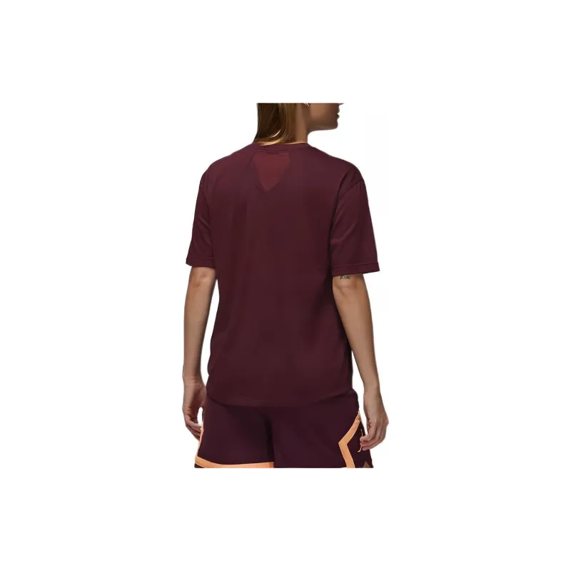 Jordan Drop Shoulder Sleeve T-Shirt Women's Deep Red-1