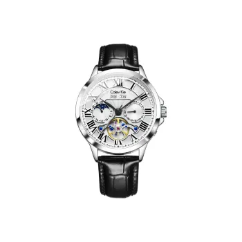 Colev Kie Automatic Mechanical Movement Genuine Leather Strap Men's Watches White Dial