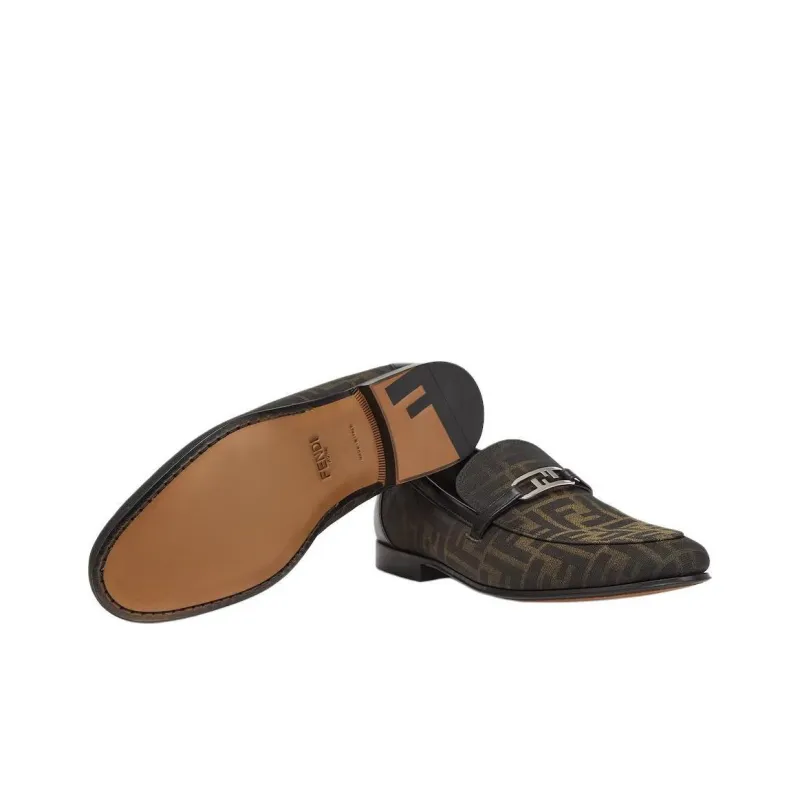 FENDI O'Lock Ff Jacquard Slip On Loafers-5