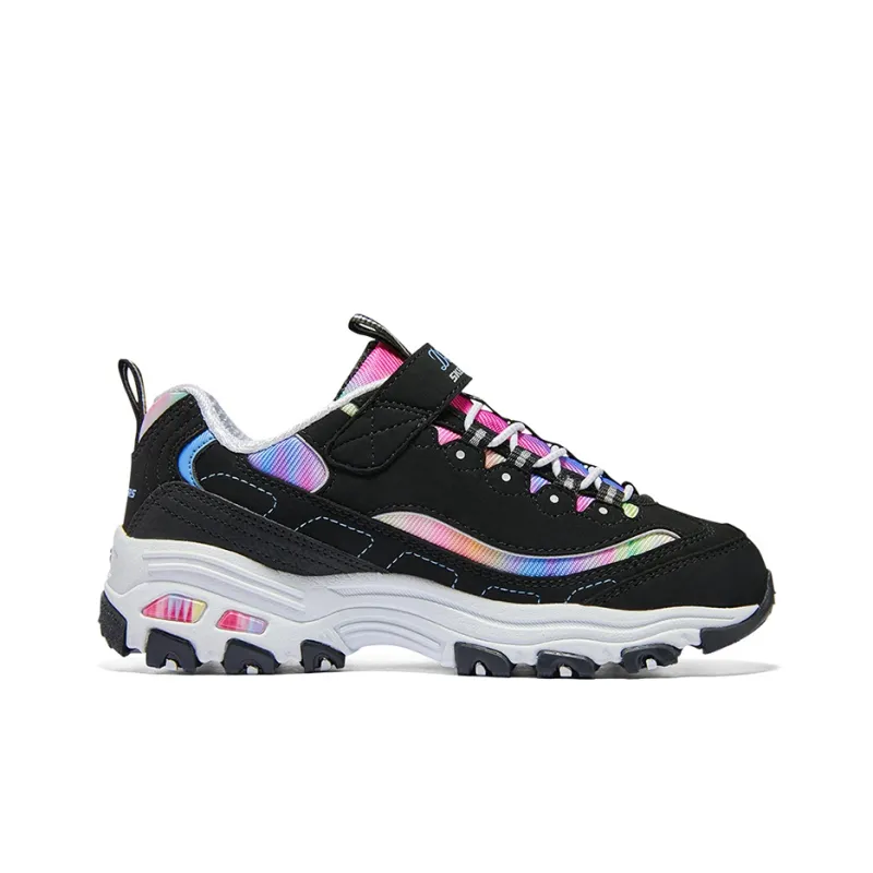 Skechers Girls Cushioning, Wear Resistant Low Top Kids Lifestyle Shoes Black Multicolor Teenagers-1