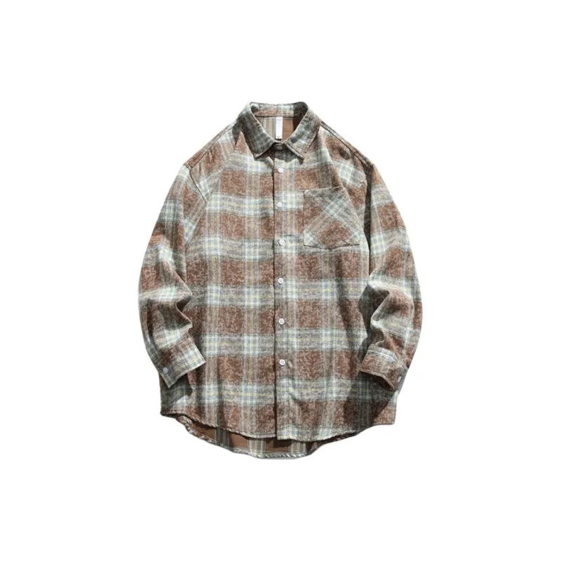 JEEP SPIRIT Shirt Men's Brown And Green Plaid-1