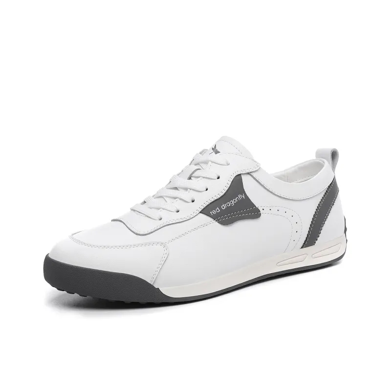 RED DRAGONFLY Athletic Shoes White Sneakers Abrasion Resistant Low Top Color Blocking Flat Casual Shoes Men's-6