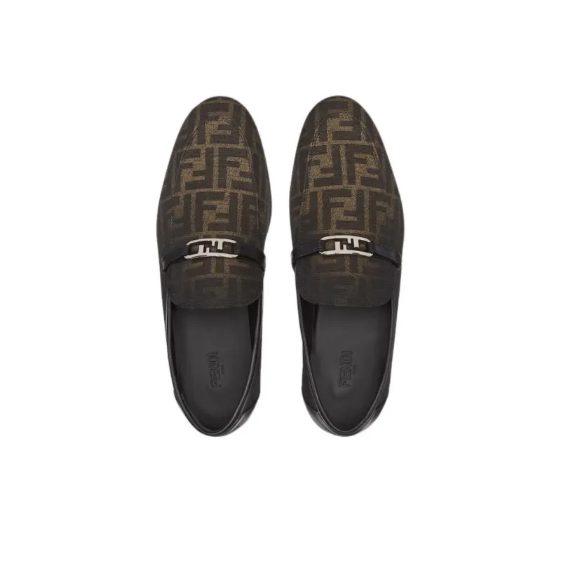 FENDI O'Lock Ff Jacquard Slip On Loafers-3