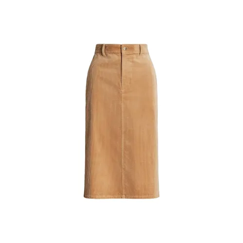 Polo Ralph Lauren FW24 Casual Long Skirts Women's Camel