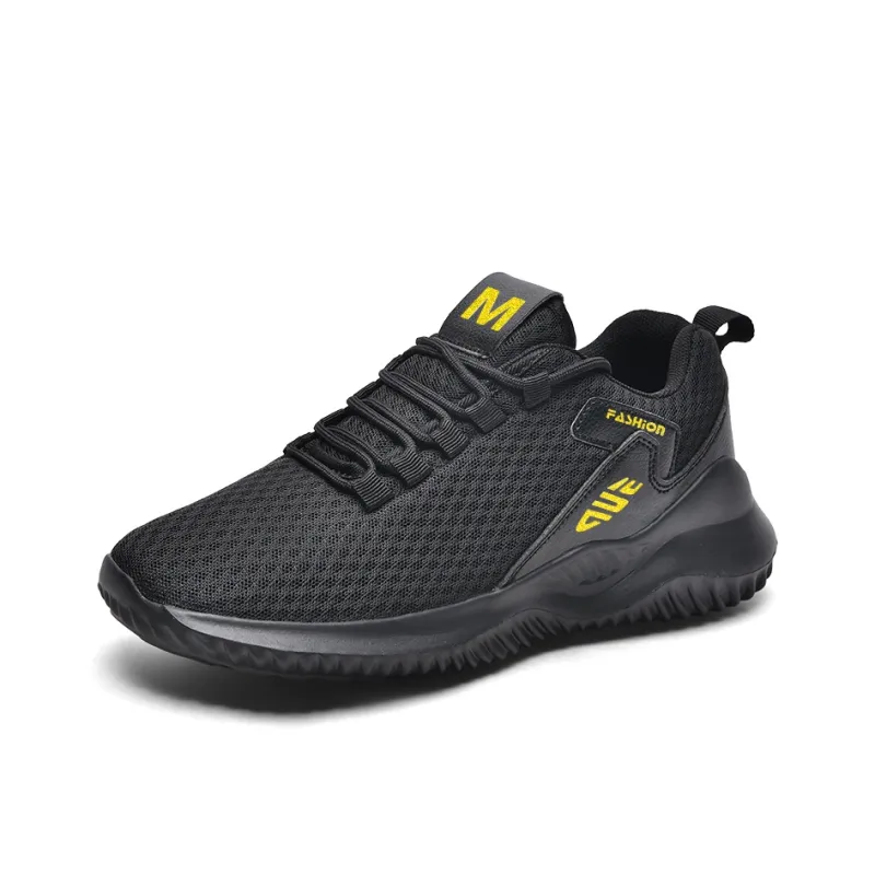 Prince McQueen Cushioned Wear-Resistant Lightweight Low-Top Running Shoes Unisex Black Gold-1