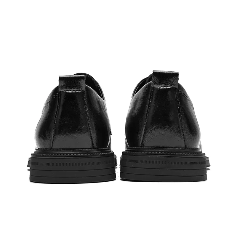 HLA Dress Shoes Men Low Top Black-3