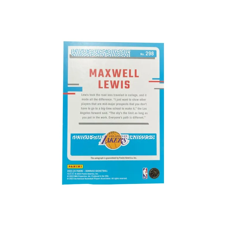 PANINI 2023 24 Durex Lakers Maxwell Lewis Levi Rookie RC Signature Card Star Card Pass Sports Cards 1 Pc-1