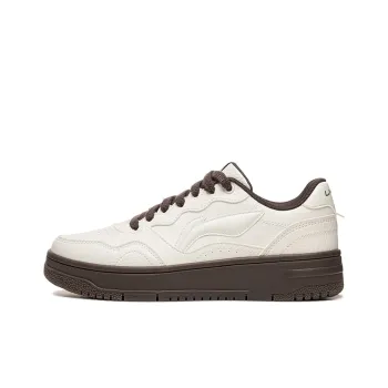 LiNing Tianji Soft Slip Resistant Cushioning Abrasion Resistant Low Top Skateboard Shoes Women's Mist White