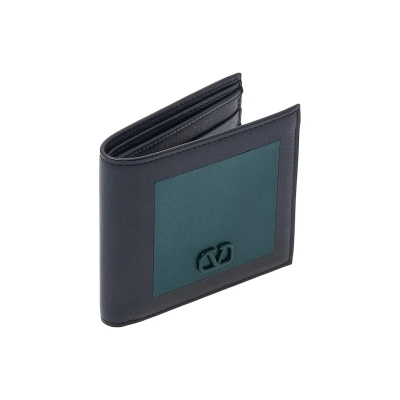 Valentino Calfskin Wallet Women's Green & Black-1