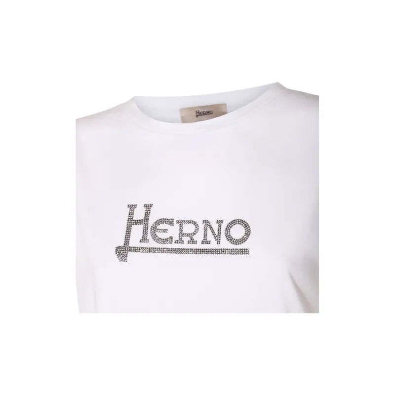 HERNO Logo Embellished Crewneck T Shirt-4