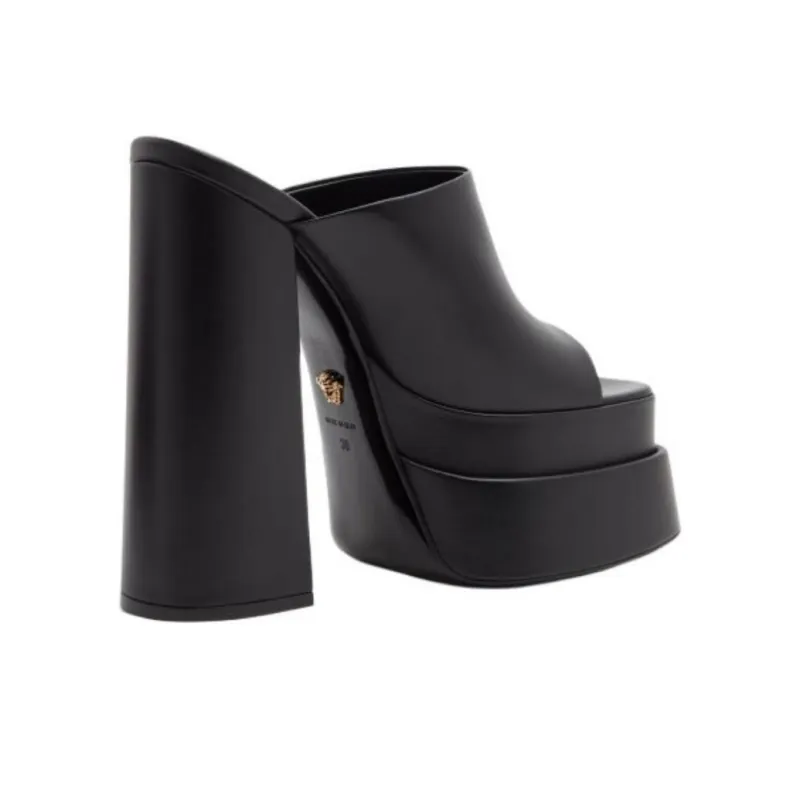 VERSACE Women's Platform Mule T.155 Vitellino 'Black'-4