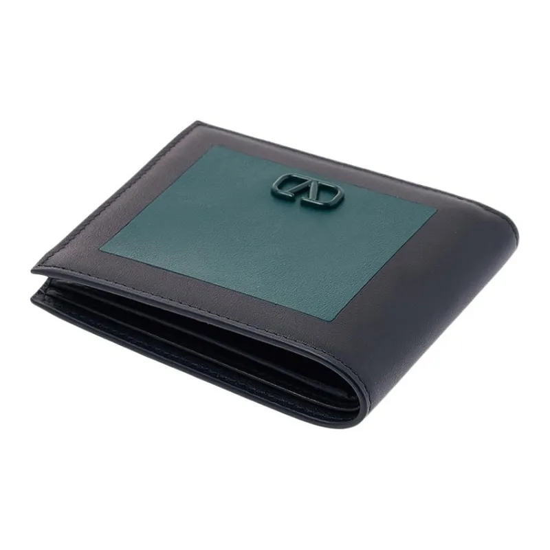 Valentino Calfskin Wallet Women's Green & Black-4