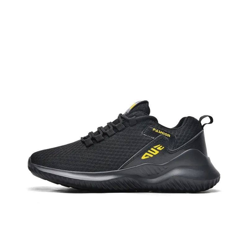 Prince McQueen Cushioned Wear-Resistant Lightweight Low-Top Running Shoes Unisex Black Gold-0
