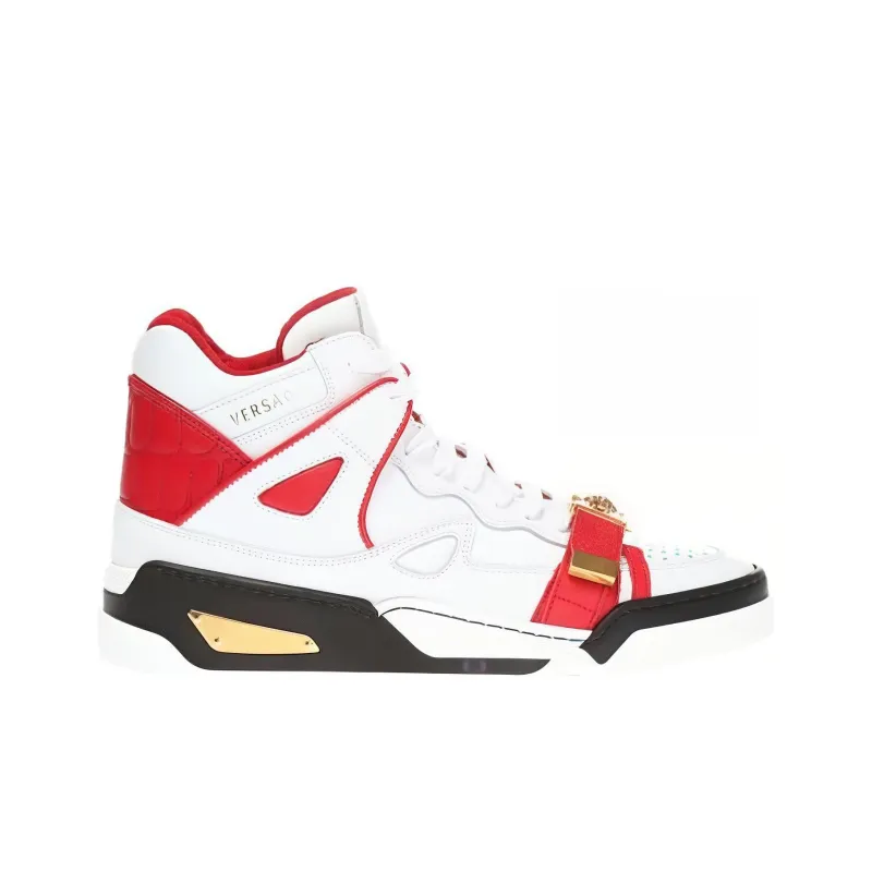 VERSACE Medusa High Top Skateboard Shoes Men's White-1