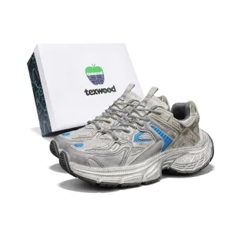 TEXWOOD Cushioning Anti Slip Wear Resistant Breathable Height Increasing Low Top Chunky Sneakers Men's Gray Blue