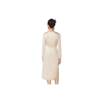 BBLLUUEE Long Sleeved Dress Women's Vanilla Apricot