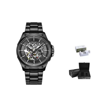 EBOHR Explorer Collection Mechanical Heart Mechanical Movement Stainless Steel Strap Watch Men's Watches Black Dial