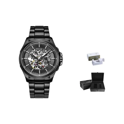 EBOHR Explorer Collection Mechanical Heart Mechanical Movement Stainless Steel Strap Watch Men's Watches Black Dial