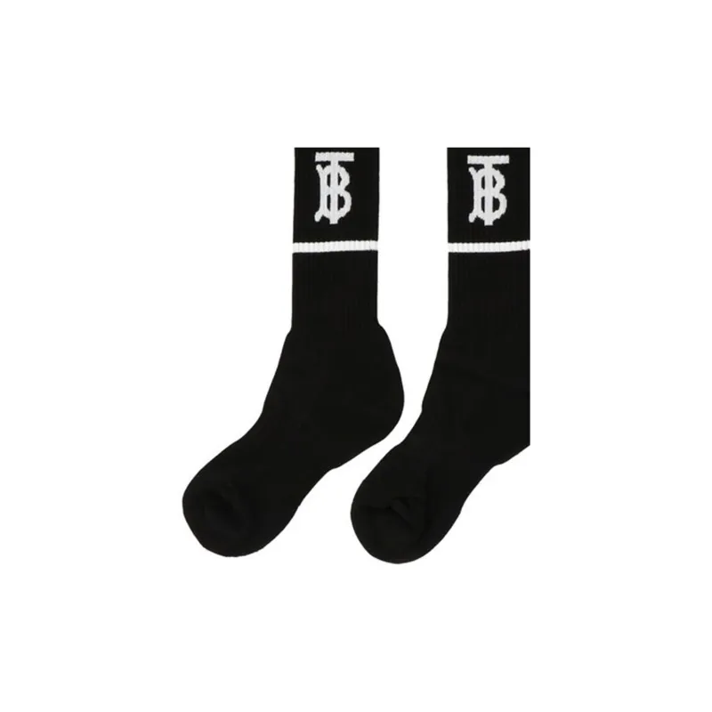 Burberry Monogram Motif Intarsia Socks 'Black'-4