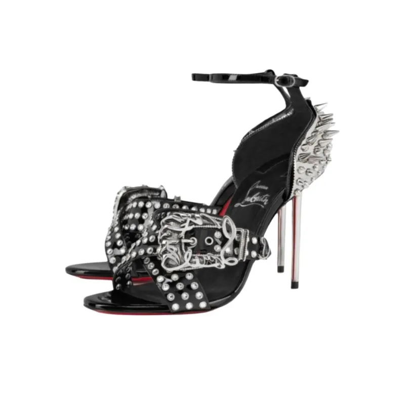 CL LUBOTING Wosandal Pic One Strap Sandals 10cm Women's Black-2