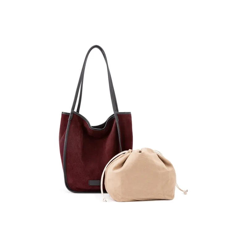 VENOF Cow Leather Tote Bag Shopping Bag Shoulder Bags Medium Size Women's Coffee/Rebrown/Royal Red-15