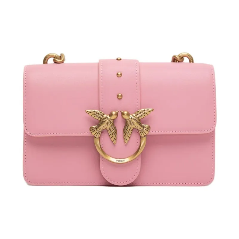 PINKO LOVE Series Cow Leather Crossbody Bag, Shoulder Bag Mini Women's Pink-1
