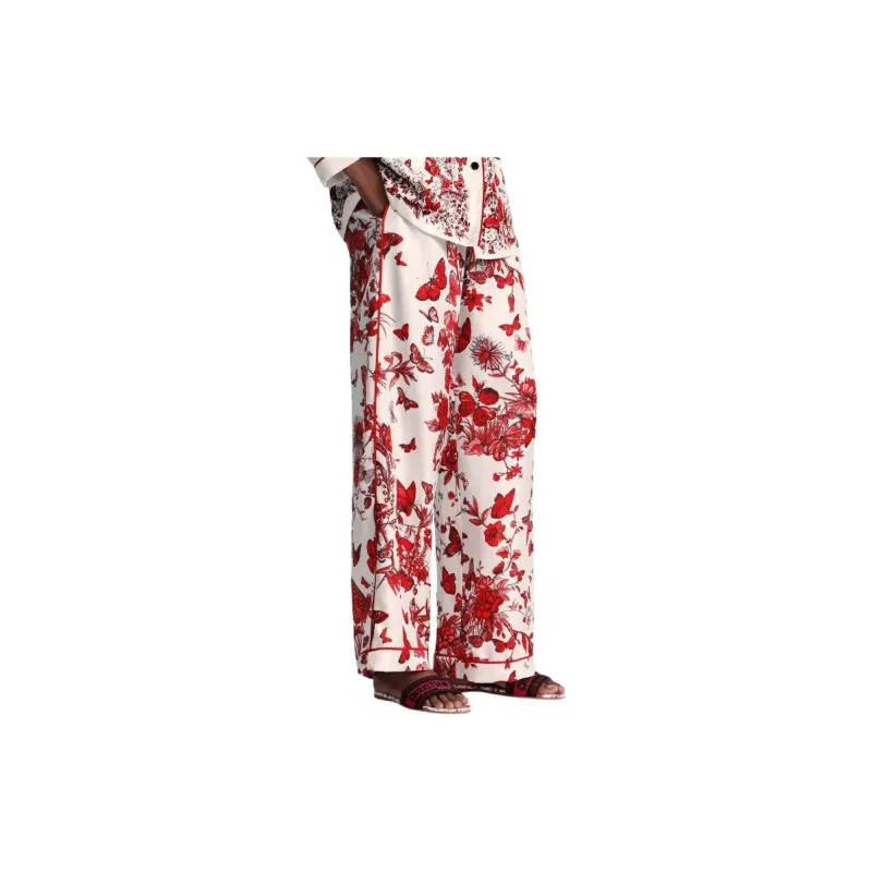 DIOR Pajama Pants Women's Red White-4