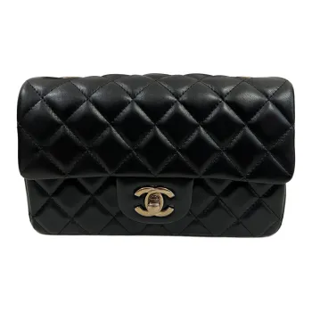 CHANEL Lambskin Crossbody Bag Shoulder Bag Mini Women's Black