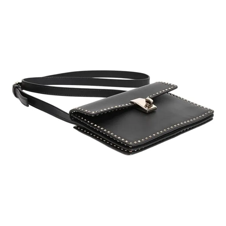 Valentino GARAVANI ROCKSTUD Cow Leather Crossbody Bag, Shoulder Bag Women's Black-5